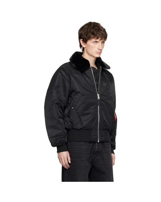 MASTERMIND WORLD Black Alpha Industries Edition B-15 Flight Reversible Bomber Jacket for men