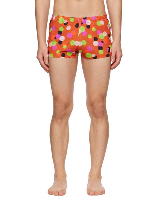 Jacquemus Red Orange Le Raphia 'le Short De Bain' Swim Shorts for men