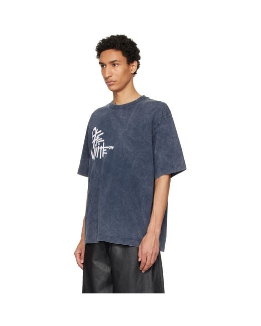 Off-White c/o Virgil Abloh Blue Spray Painting Skate T-Shirt for men