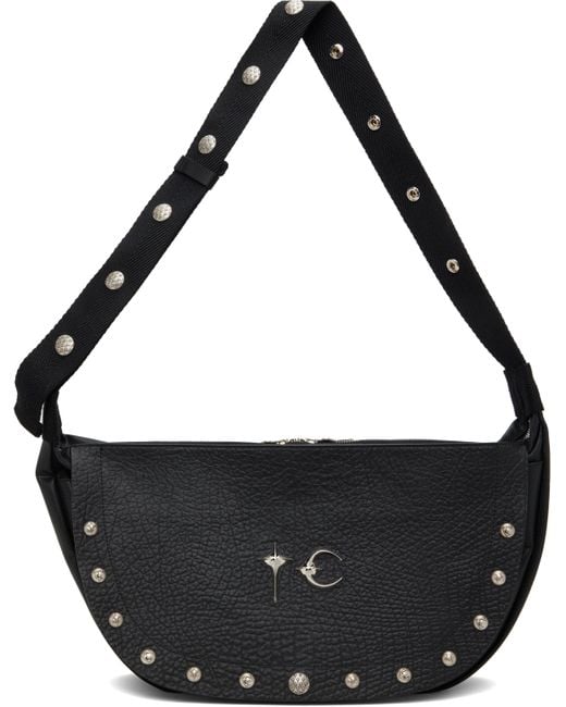 THUG CLUB Full Leather Dragon Messenger Bag in Black for Men