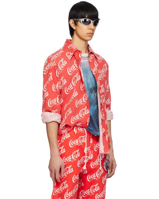 ERL Red Printed Shirt for men