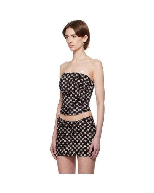 M I S B H V Black Monogram Spaghetti Top