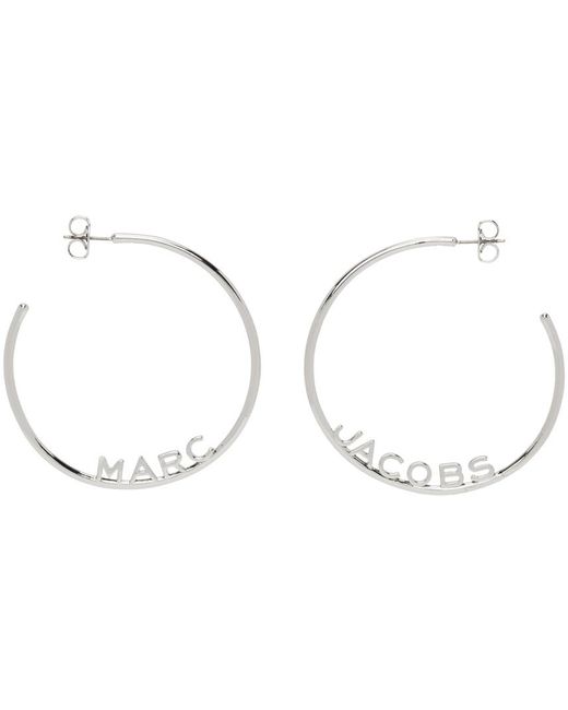 Marc Jacobs Black Silver 'the Monogram' Hoop Earrings