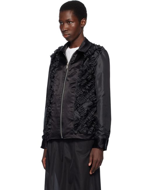 COMME DES GARÇON BLACK ブラック リバーシブル アセテートタフタ フリル ライン ジャケット Black