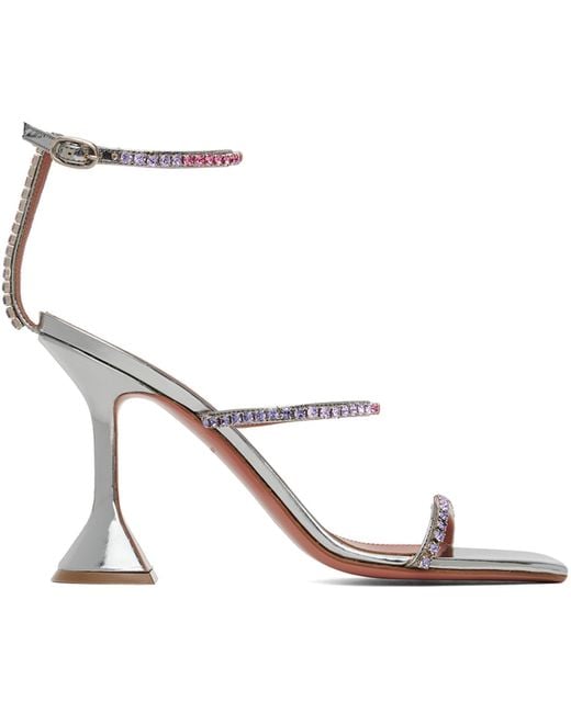 AMINA MUADDI White Silver Gilda Heeled Sandals