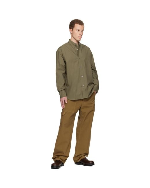 Studio Nicholson Green Khaki Jude Cotton Shirt for men