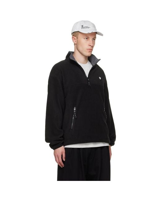 Aape By A Bathing Ape Black Aapenow Moonface Half-Zip Sweater for men