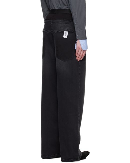 PROTOTYPES Black Waistband Regular Jeans for men