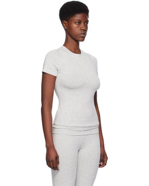 Skims Gray Cotton Jersey Tshirt in Black Lyst