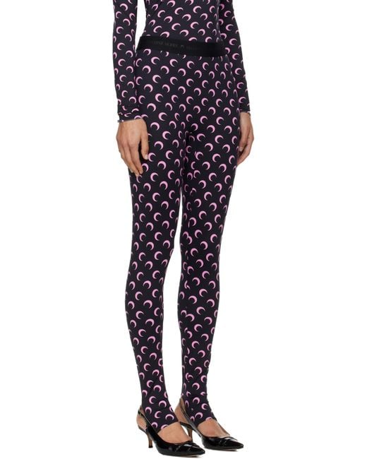 MARINE SERRE Black Recycled Moon Jersey Stirrup Leggings