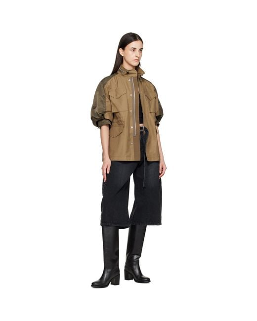 Sacai Brown Khaki Cotton Weather Jacket