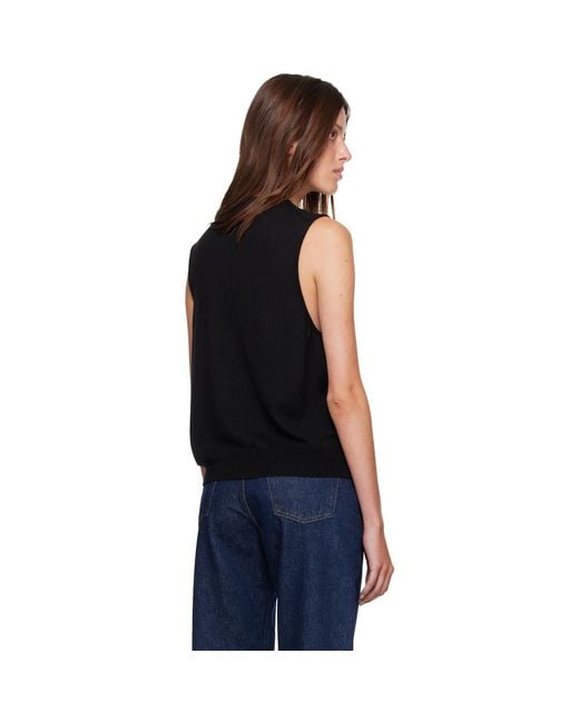 Cordera Black Merino Wool Button Waistcoat Cardigan