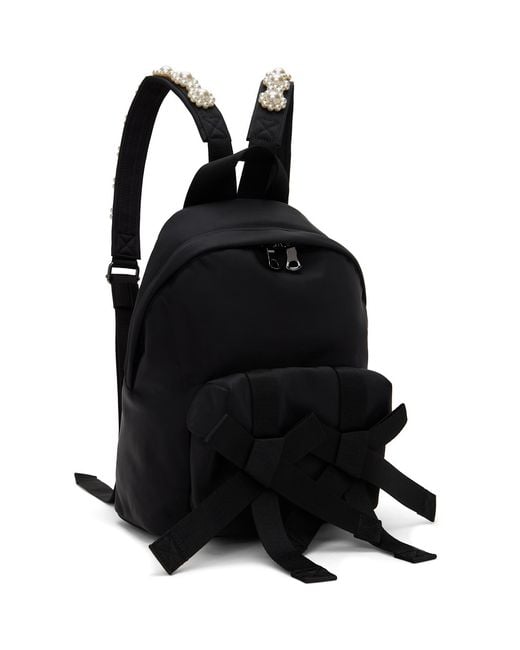 Simone Rocha Black Beaded Utility Bow Backpack