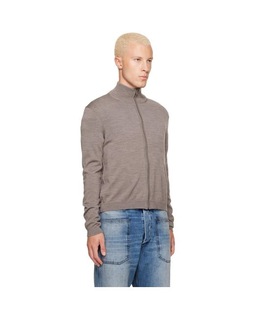 Acne Gray Taupe Zip-Up Bow Logo Track Jacket for men