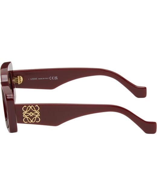 Loewe Black Burgundy Rectangular Sunglasses