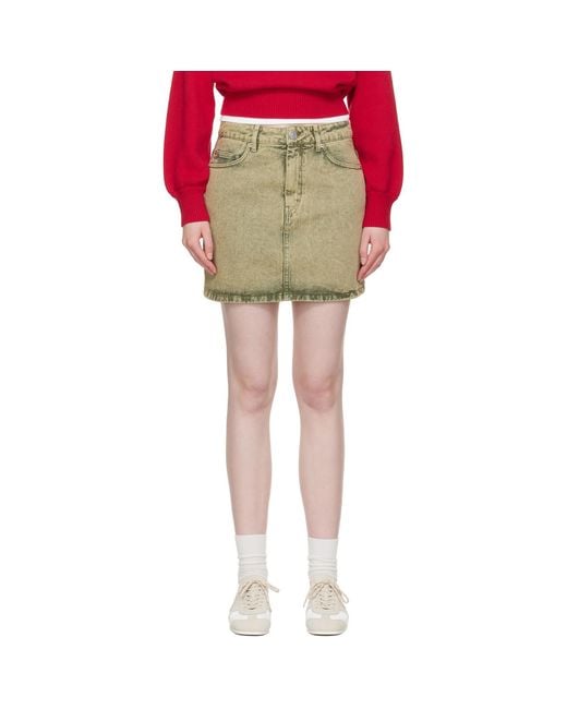 AMI Multicolor Khaki Cotton Denim Miniskirt