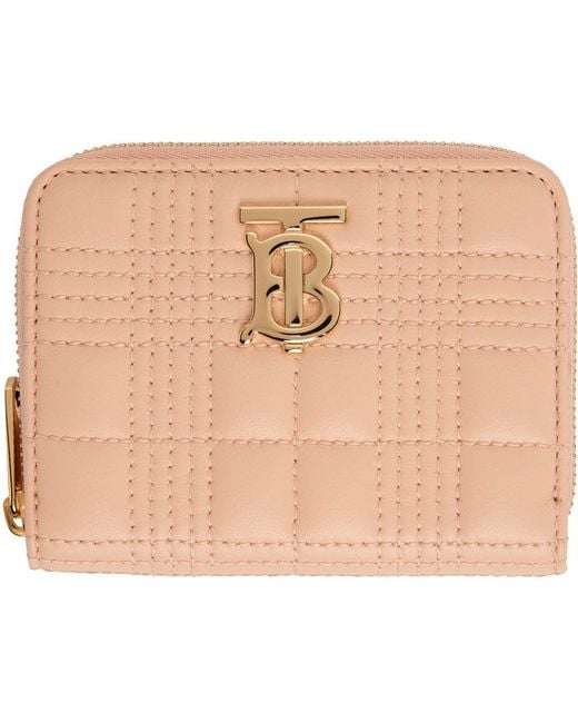 Burberry Leather Pink Lola Wallet in Peach Pink (Black) | Lyst