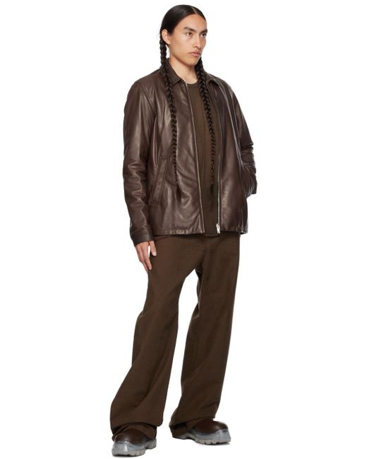 Rick Owens Brown Brad Leather Jacket for men