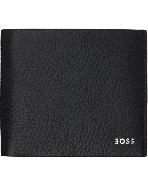 Boss Black Logo Lettering Grained-Leather Wallet for men