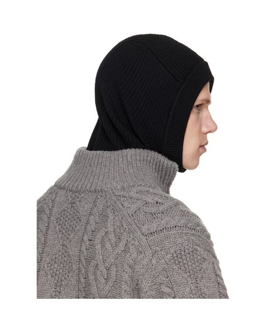 Rier Black Wool Balaclava for men