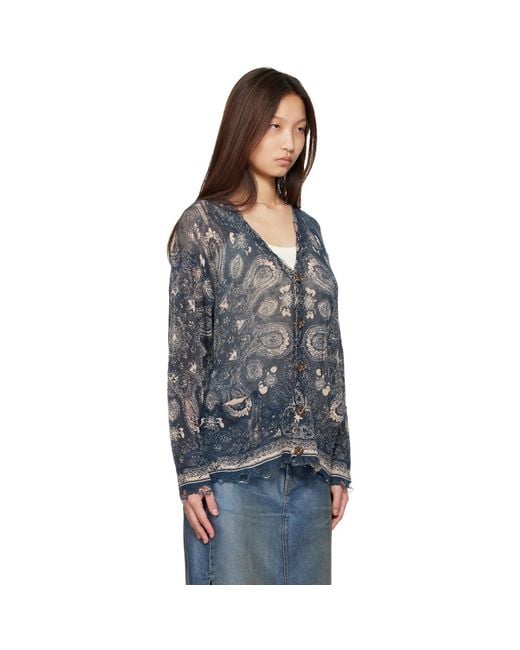 R13 Gray Printed Boyfriend Cardigan