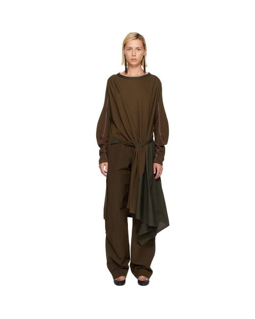 Kiko Kostadinov Brown Khaki Eider Godet Minidress
