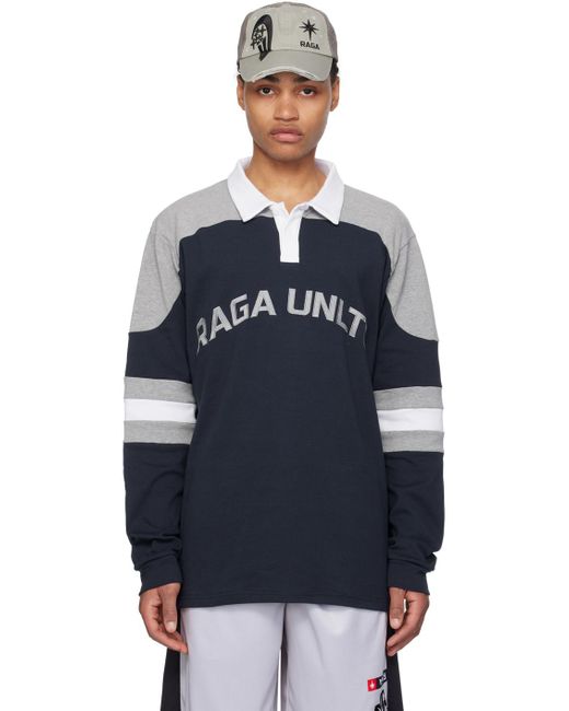メンズ Raga Malak ネイビー＆グレー Unltd ポロシャツ Blue