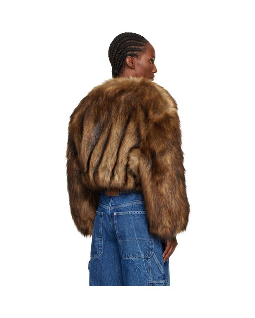 Alexander Wang Brown Cropped Faux-Fur Jacket