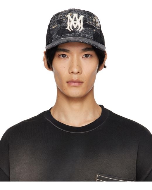 Amiri Bandana Repair Trucker Cap in Black for Men | Lyst UK