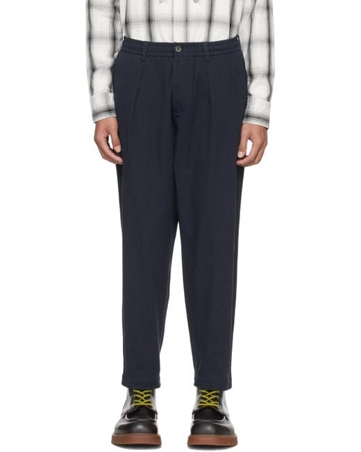 Universal Works Blue Pleated Trousers for men