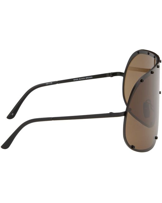 Rick Owens Black & Brown Shield Sunglasses