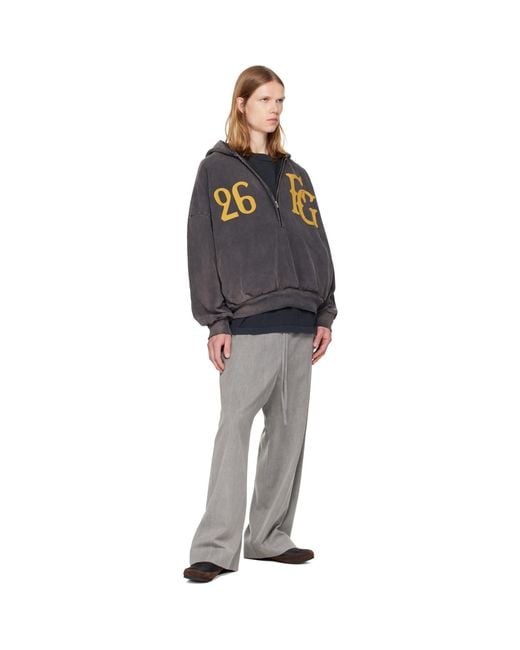 Fear Of God Gray Wide Leg Drawstring Trousers for men