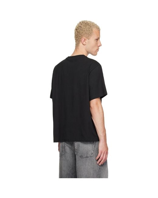 we11done Black Glitter Logo T-Shirt for men