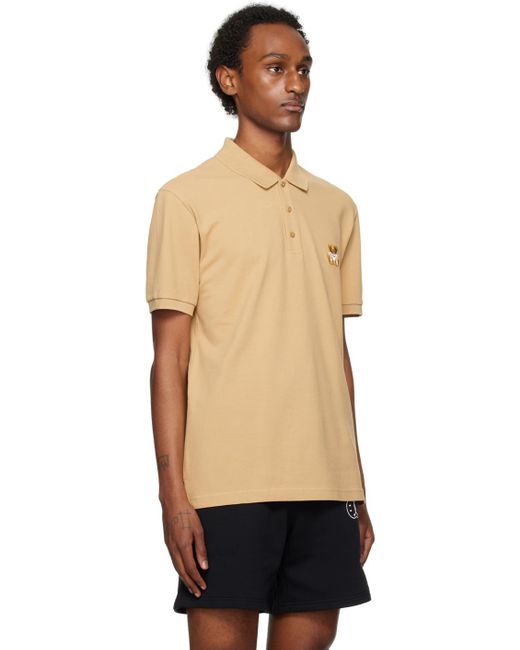 Moschino Black Beige Embroidered Polo for men