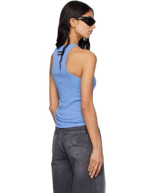 Débardeur Bleu En Jersey Côtelé À Logo MARINE SERRE en coloris Blue