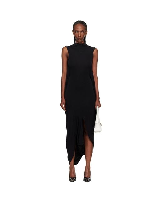 MARINE SERRE Black Draped Jersey Sleeveless Open-Back Maxi Dress