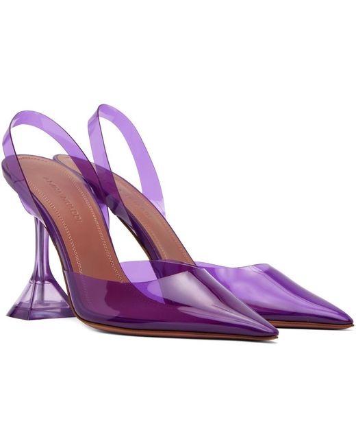AMINA MUADDI Purple Holli Glass Sling 95 Heels