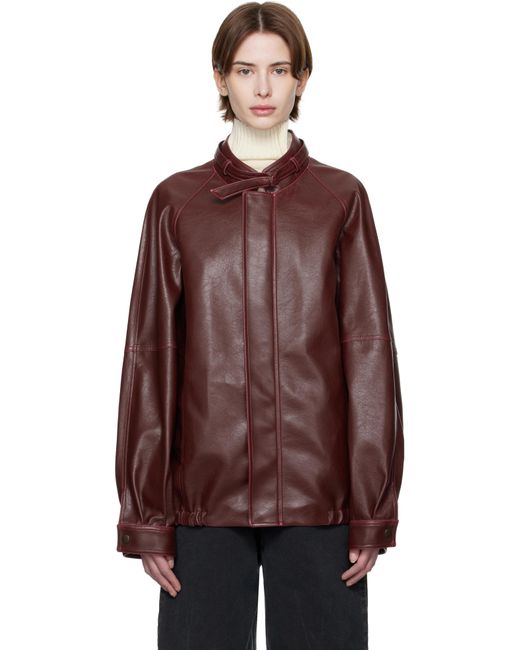 MM6 by Maison Martin Margiela バーガンディ Sports フェイクレザー ジャケット Brown