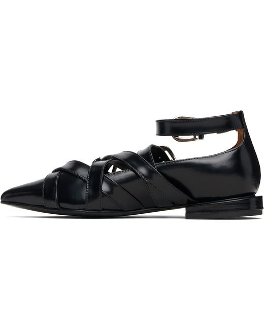 Toga Black Cross Strap Ballerina Flats