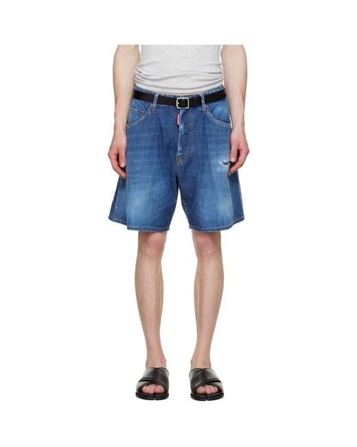 DSquared² Blue Medium Wash Denim Boxer Shorts for men