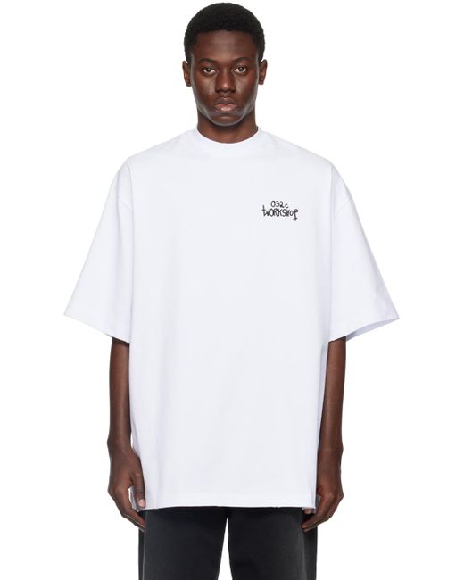 032c White Print T-shirt for men