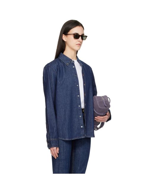 AMI Blue Denim Cotton Ami De Coeur Shirt
