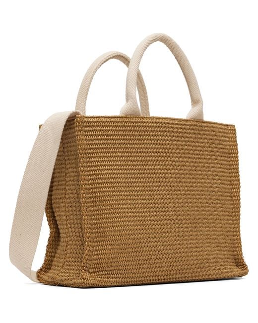Marni Brown Tan Raffia-Effect Small Tote