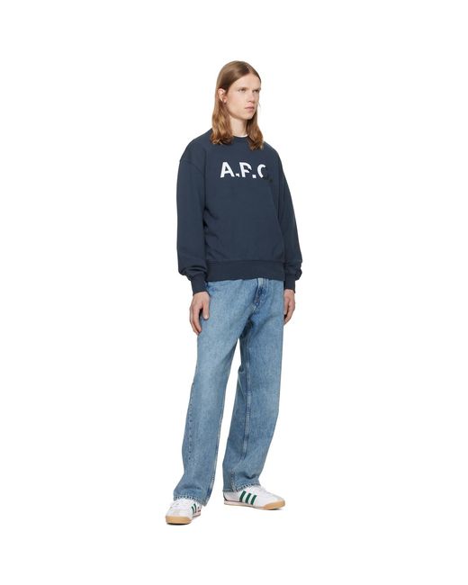 A.P.C. Blue Vintage-effect '' Logo Sweatshirt for men