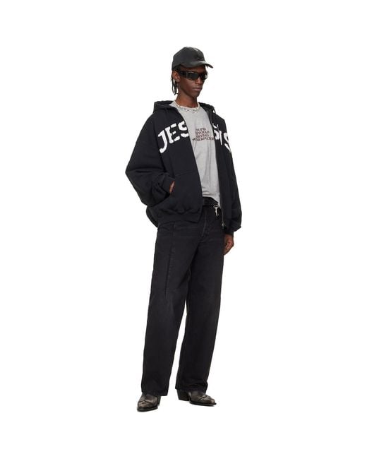 Vetements Black 'Jesus Christ' Zip-Up Hoodie for men