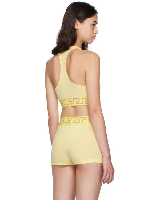 Versace イエロー グレカ ボーダー スクープ ブラ Orange