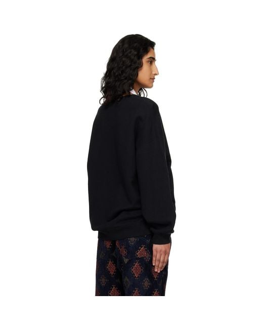 R13 Black Flaming Heart Oversized Crewneck Sweatshirt