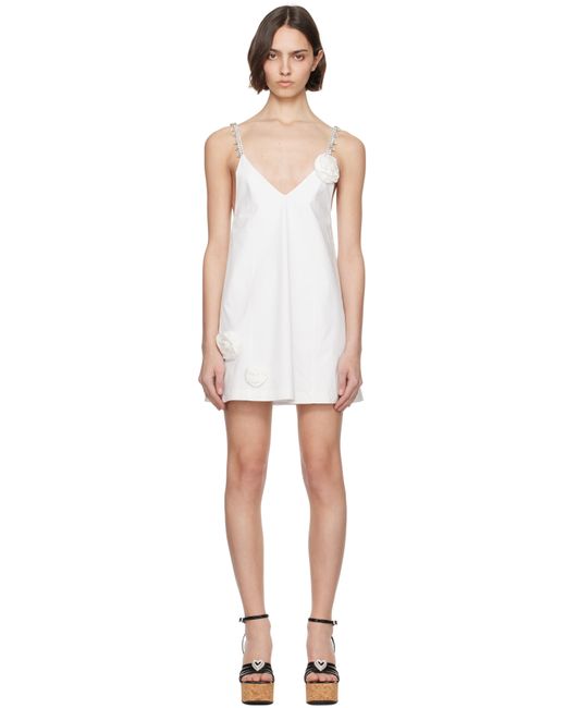 Robe Courte Blanc Cassé En Popeline À Appliqués Floraux Et À Ornements Facettés Area en coloris Black