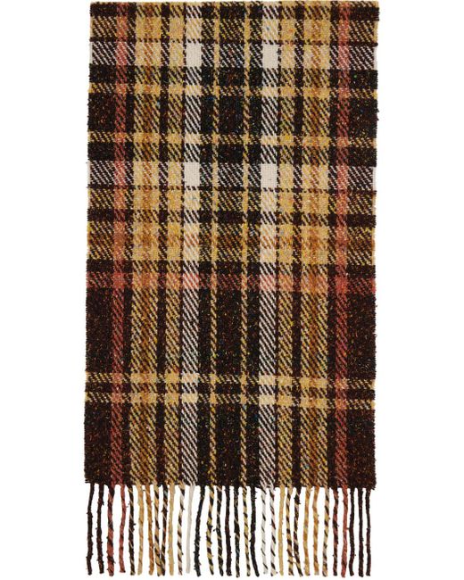 Écharpe brun et à motif écossais et à franges Acne pour homme en coloris Brown
