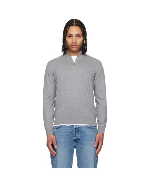 Boss Black Zip-neck Knitted Cotton Track Jacket for men